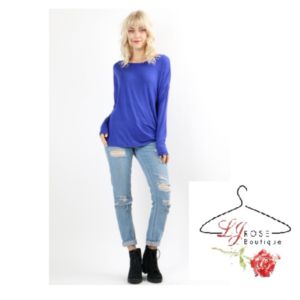 Drop shoulder long sleeve top - Royal Blue